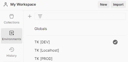 Different Postman Environments for Localhost, DEV and PROD